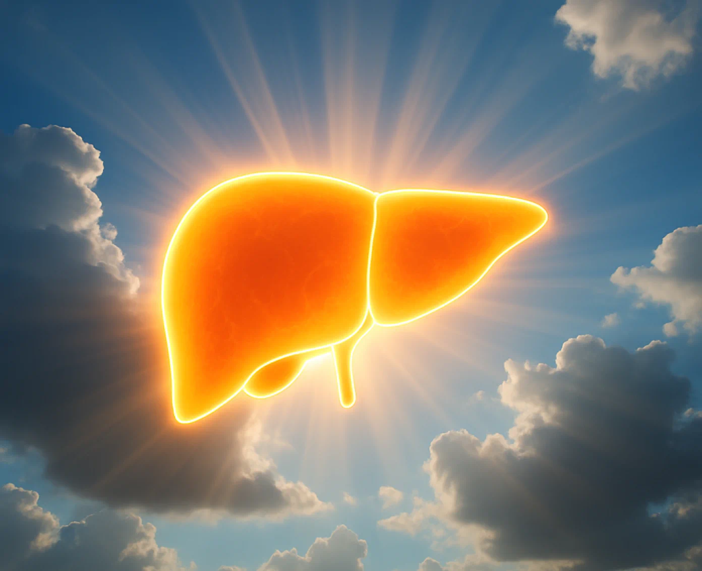Hands forming shield around glowing liver, symbolizing liver protection